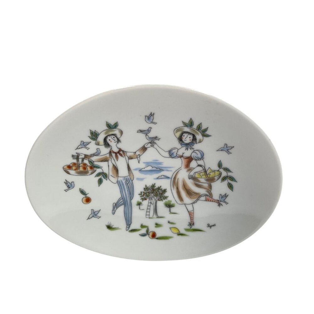 Rosenthal Collectible Oval Plate By Peynet "Dancers In The Orchard" Porcelain